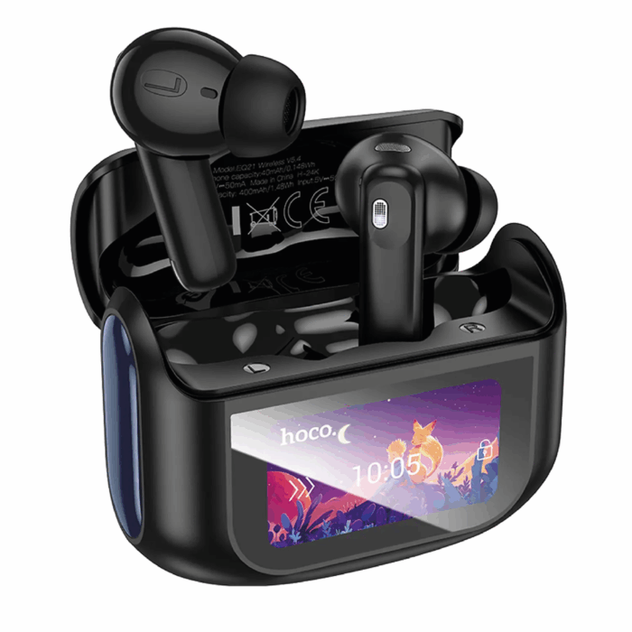 Audífonos TWS Hoco EQ21 Sandy ANC+ENC Pantalla LED Negro