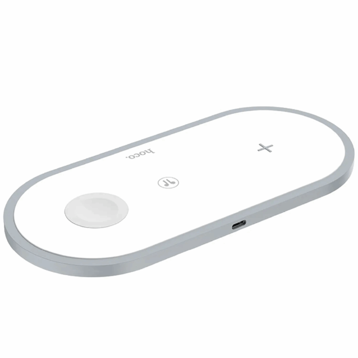 Cargador inalambrico Hoco CW24 Handsome 3 en 1 Blanco