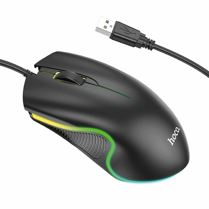 Mouse Gamer Hoco GM19 Enjoy negro + Mouse Pad Hoco GM22 Aurora (Regalo)